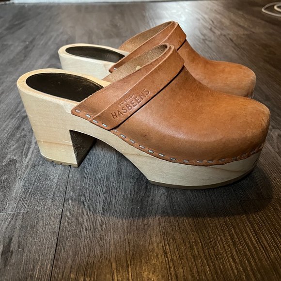 Swedish Hasbeens Louise Leather Clogs 100% Leather - Picture 4 of 10